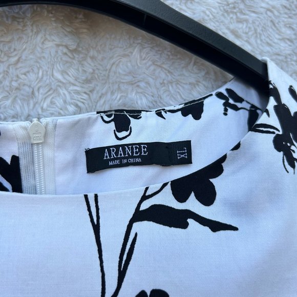 Aranee Sleeveless Women's Floral Black and White Midi Dress Women's Size XL - Picture 4 of 7